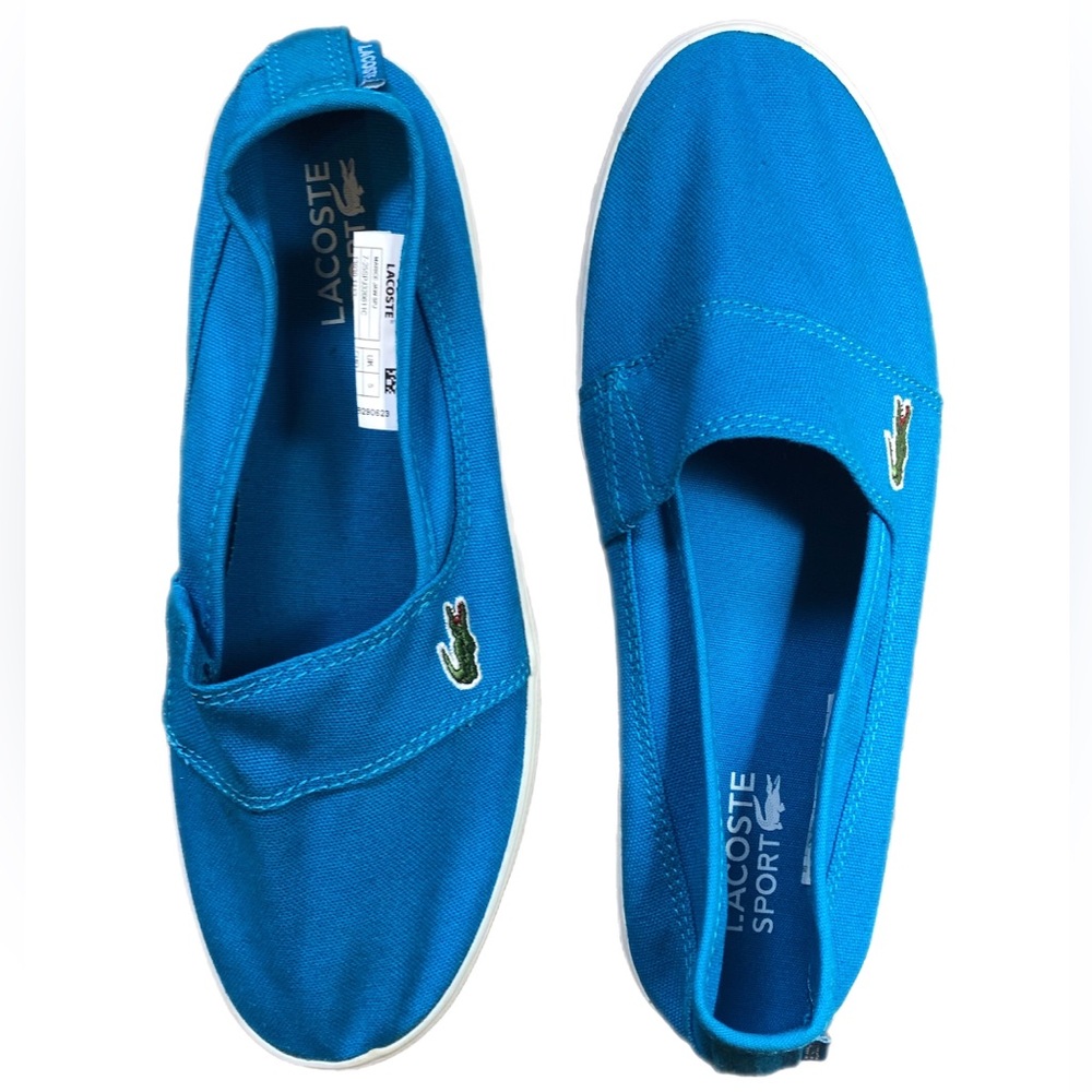 LACOSTE Marice Blue Canvas Slip On Slides